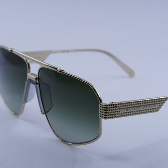 Philipp Plein SPP106M 08FF Sunglasses Gold Aviator Frame, Geen Gradient Lenses - Picture 8 of 10